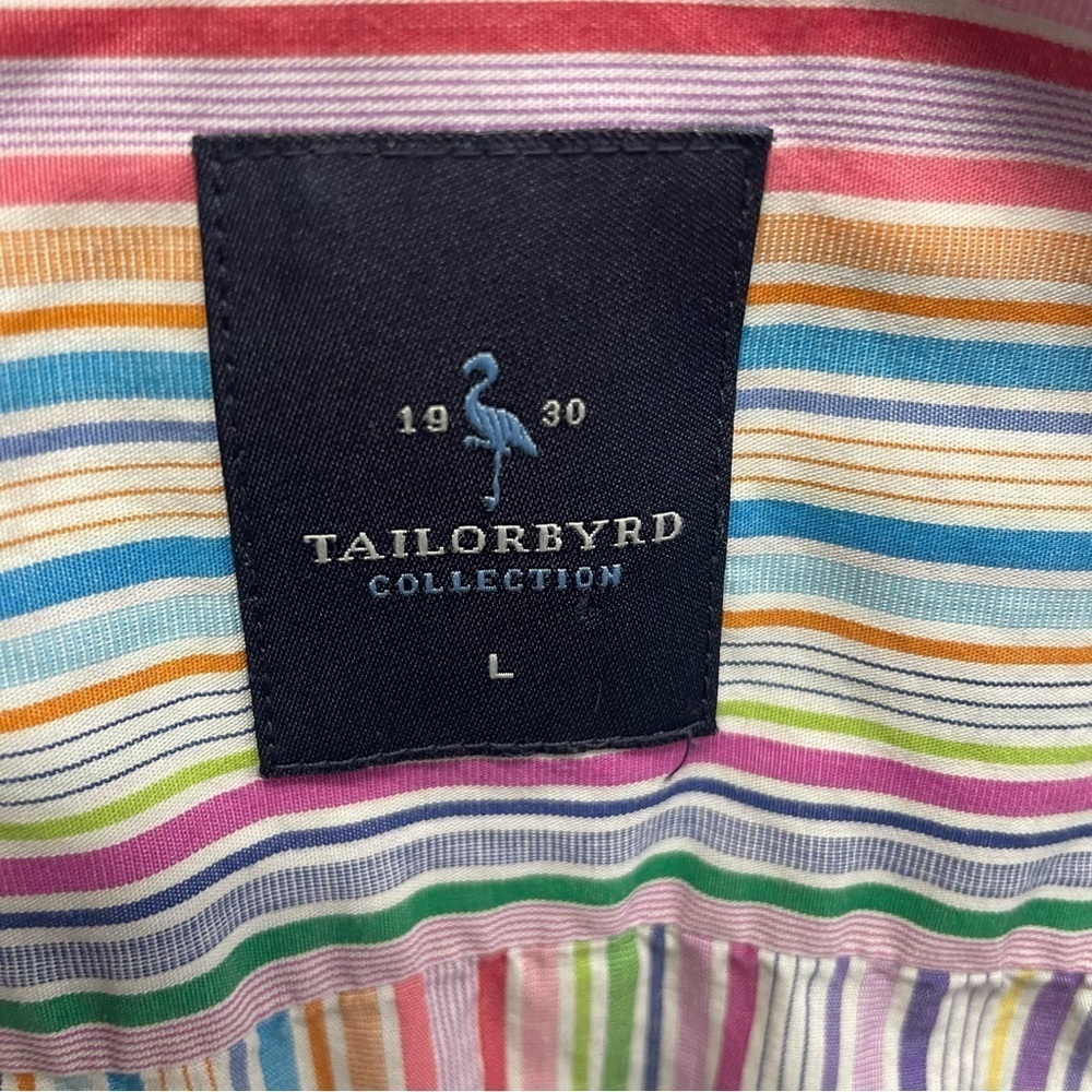 Tailorbyrd collection men’s casual button up shirt rainbow striped sz Large - Picture 9 of 9